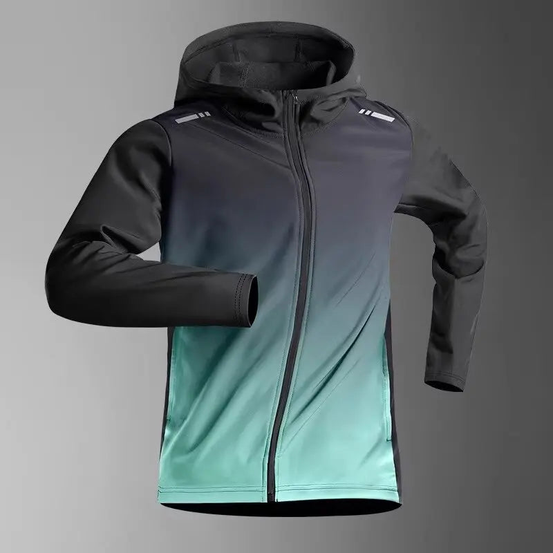 Men's Cycling Jacket Quick Dry Sports Running Outdoor Fitness Hooded Waterproof Motorcyclist Coat Gym Outdoor Skin Windbreaker