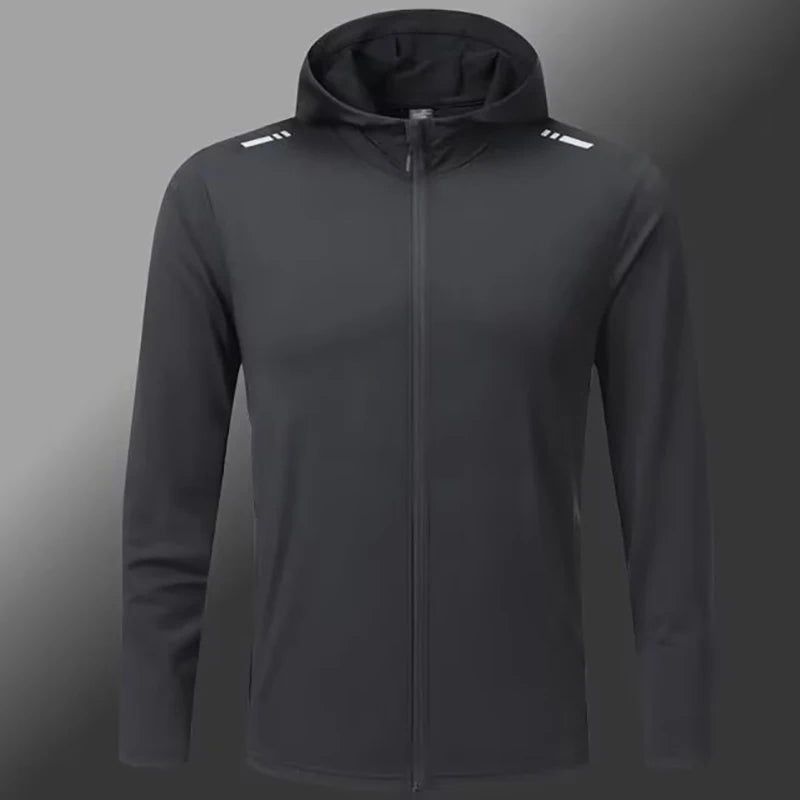 Men's Cycling Jacket Quick Dry Sports Running Outdoor Fitness Hooded Waterproof Motorcyclist Coat Gym Outdoor Skin Windbreaker