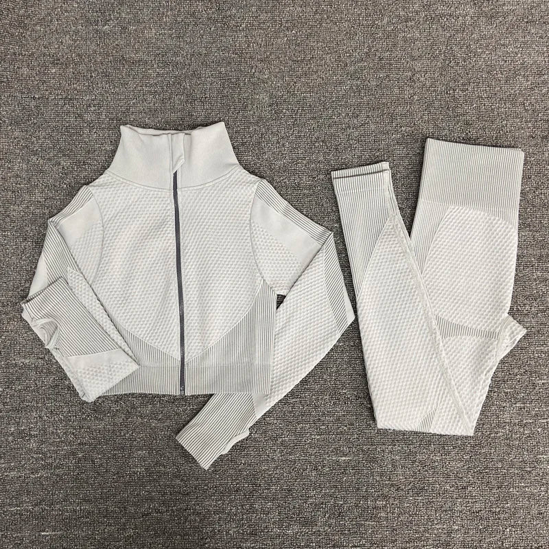 Seamless  Women Yoga Sets Female Sport Gym Suits Wear Running Clothes Women Fitness Sport Yoga Suit Long Sleeve Workout Clothing