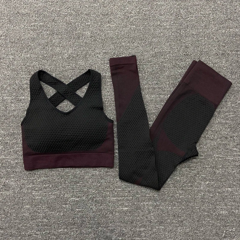 Seamless  Women Yoga Sets Female Sport Gym Suits Wear Running Clothes Women Fitness Sport Yoga Suit Long Sleeve Workout Clothing