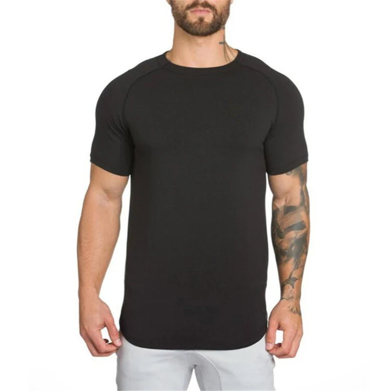 New Summer Sports T Shirt Mens Fashion Short Sleeved T-Shirt Brand Gym Clothing Hip-Hop Streetwear Slim Fit Fitness Tees Tops