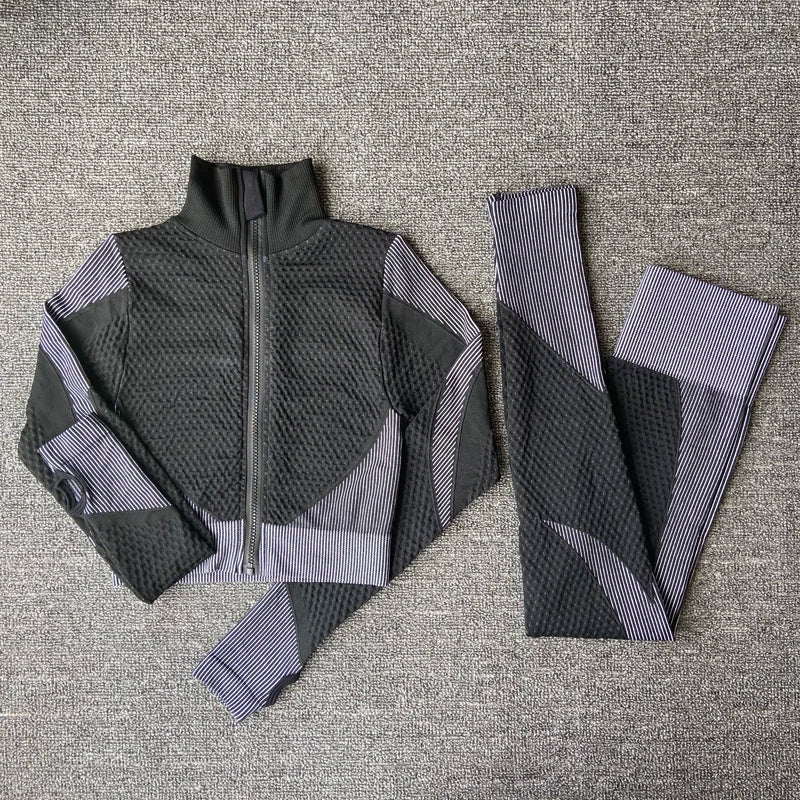 Seamless  Women Yoga Sets Female Sport Gym Suits Wear Running Clothes Women Fitness Sport Yoga Suit Long Sleeve Workout Clothing