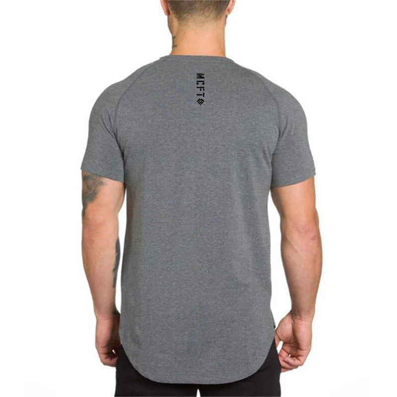 New Summer Sports T Shirt Mens Fashion Short Sleeved T-Shirt Brand Gym Clothing Hip-Hop Streetwear Slim Fit Fitness Tees Tops