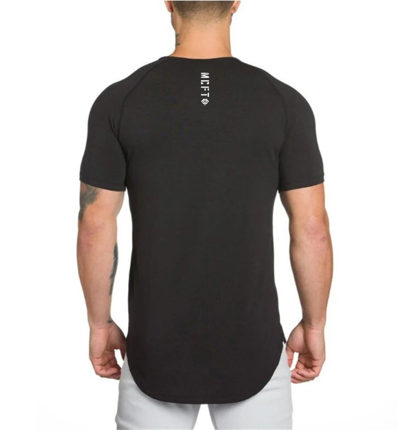 New Summer Sports T Shirt Mens Fashion Short Sleeved T-Shirt Brand Gym Clothing Hip-Hop Streetwear Slim Fit Fitness Tees Tops
