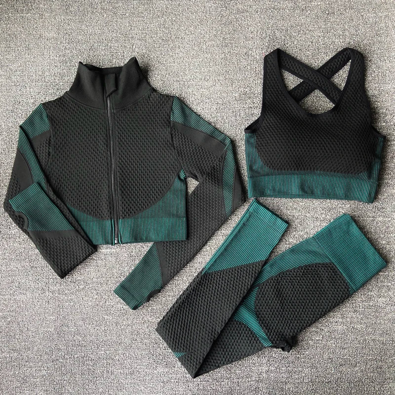 Seamless  Women Yoga Sets Female Sport Gym Suits Wear Running Clothes Women Fitness Sport Yoga Suit Long Sleeve Workout Clothing