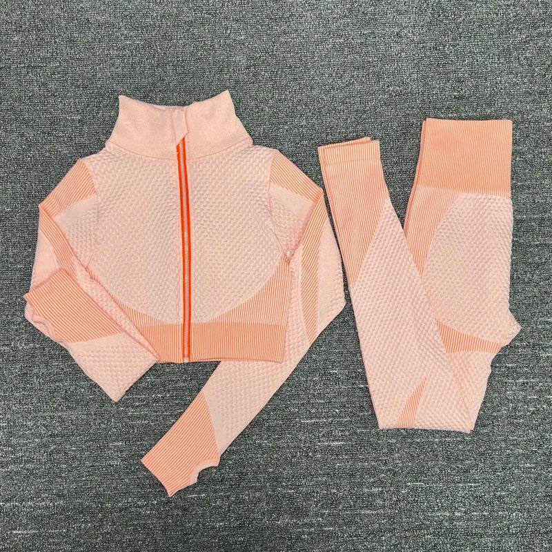 Seamless  Women Yoga Sets Female Sport Gym Suits Wear Running Clothes Women Fitness Sport Yoga Suit Long Sleeve Workout Clothing