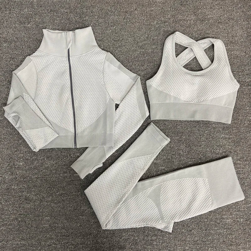 Seamless  Women Yoga Sets Female Sport Gym Suits Wear Running Clothes Women Fitness Sport Yoga Suit Long Sleeve Workout Clothing
