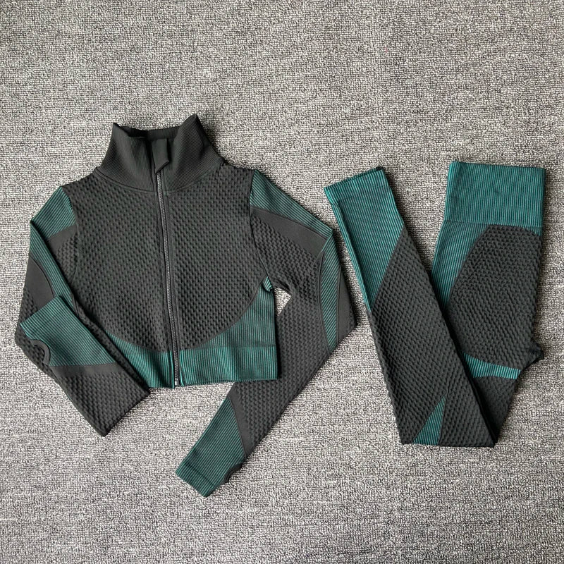 Seamless  Women Yoga Sets Female Sport Gym Suits Wear Running Clothes Women Fitness Sport Yoga Suit Long Sleeve Workout Clothing
