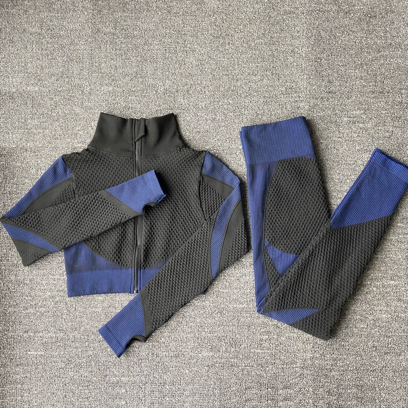 Seamless  Women Yoga Sets Female Sport Gym Suits Wear Running Clothes Women Fitness Sport Yoga Suit Long Sleeve Workout Clothing