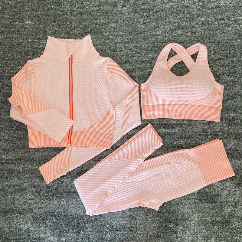 Seamless  Women Yoga Sets Female Sport Gym Suits Wear Running Clothes Women Fitness Sport Yoga Suit Long Sleeve Workout Clothing