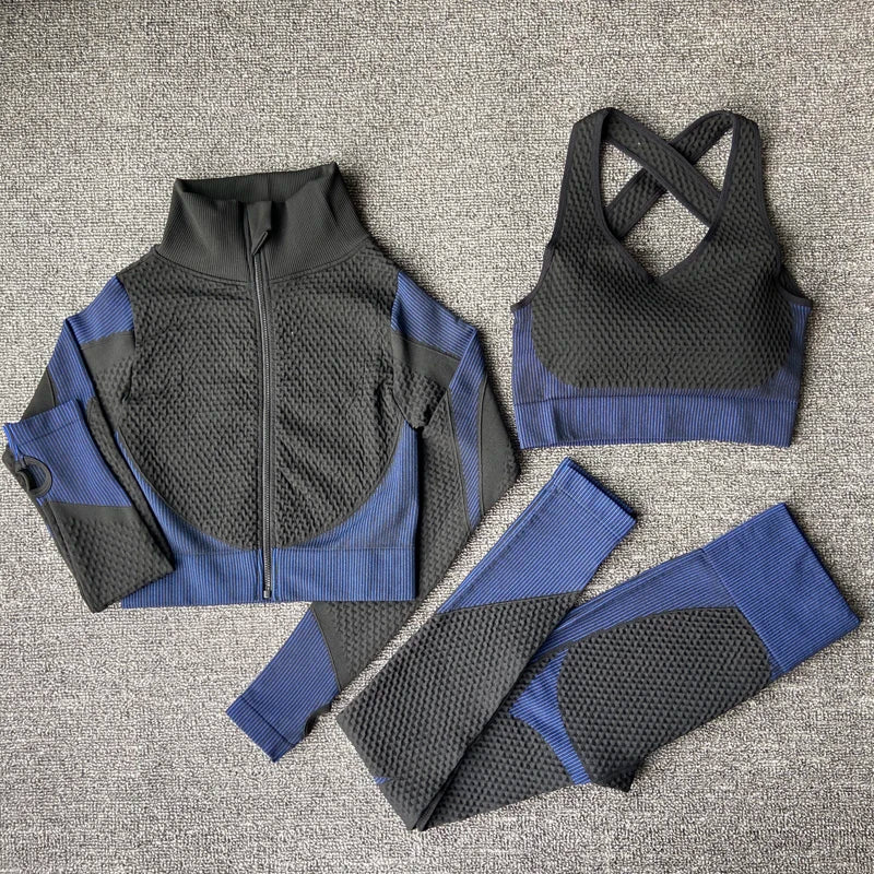 Seamless  Women Yoga Sets Female Sport Gym Suits Wear Running Clothes Women Fitness Sport Yoga Suit Long Sleeve Workout Clothing
