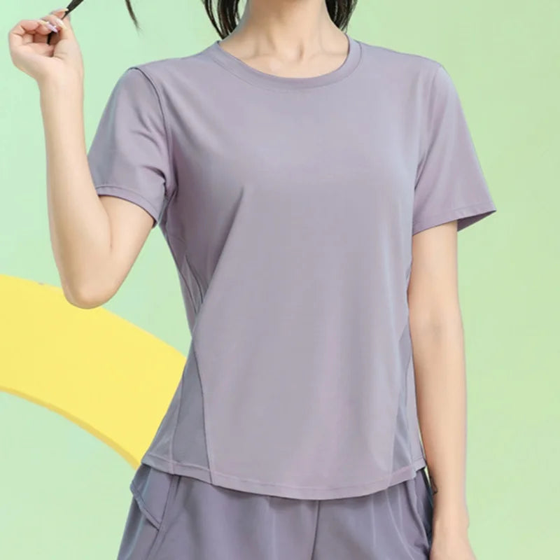 PHIGEER Women Loose Yoga Tops Summer Lightweight Quick Dry Short Sleeve Workout Tee Breathable Sports Shirt Gym Wear Sportswear