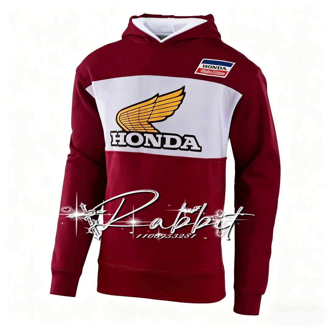 2025 New Autumn/Winter Outdoor Cycling Warm Hoodie Men's Honda Racing Team Fashion Street Motorcycle Racing Track Rider Hoodie