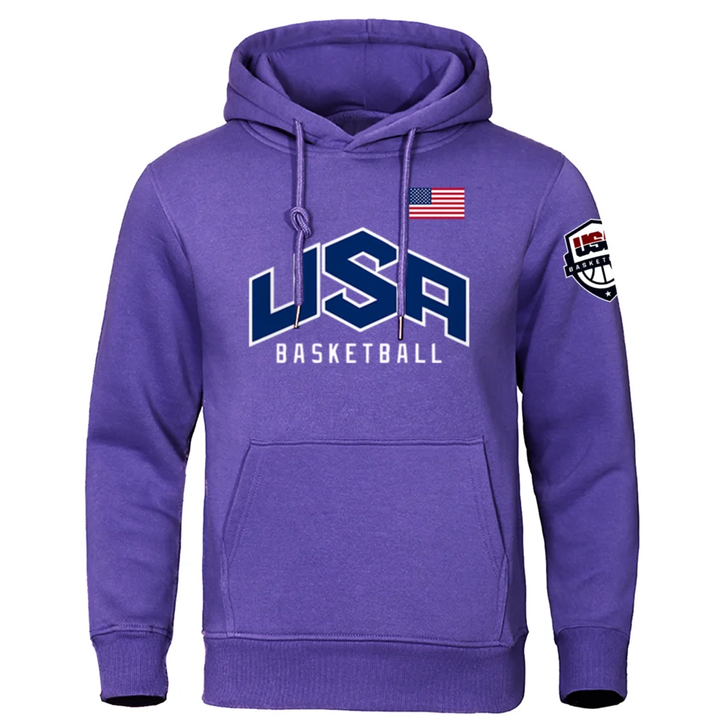 U S A Basketball Sports Clothing Men Loose Oversize Hoodie Casual Fashion Hoody Fleece Breathable Long Sleeves Pullover Male