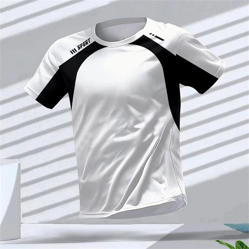 Fashion Running Sports T Shirts For Men Summer Casual Outdoor Fitness 3D Printed T-shirts Loose Quick Dry Breathable Tees Tops