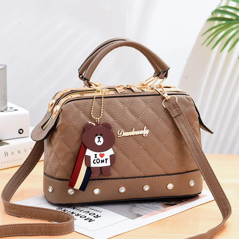 2025 New Womens Boston Pillow Bag Fashion Color Blocking Large Capacity Handbag Women's Commuter Tote Bag Shoulder Bag