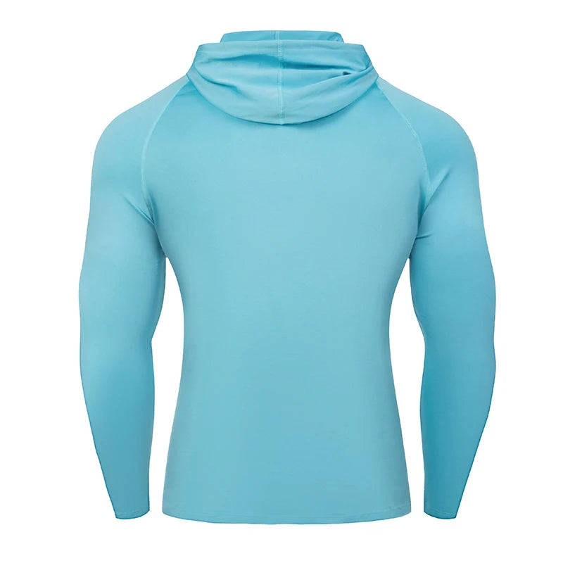 Running Long Sleeve T Shirt Men Sportswear Hooded T-shirt Elastic Jersey Gym Fitness Male Tops Tee Training Sport Tracksuit Men