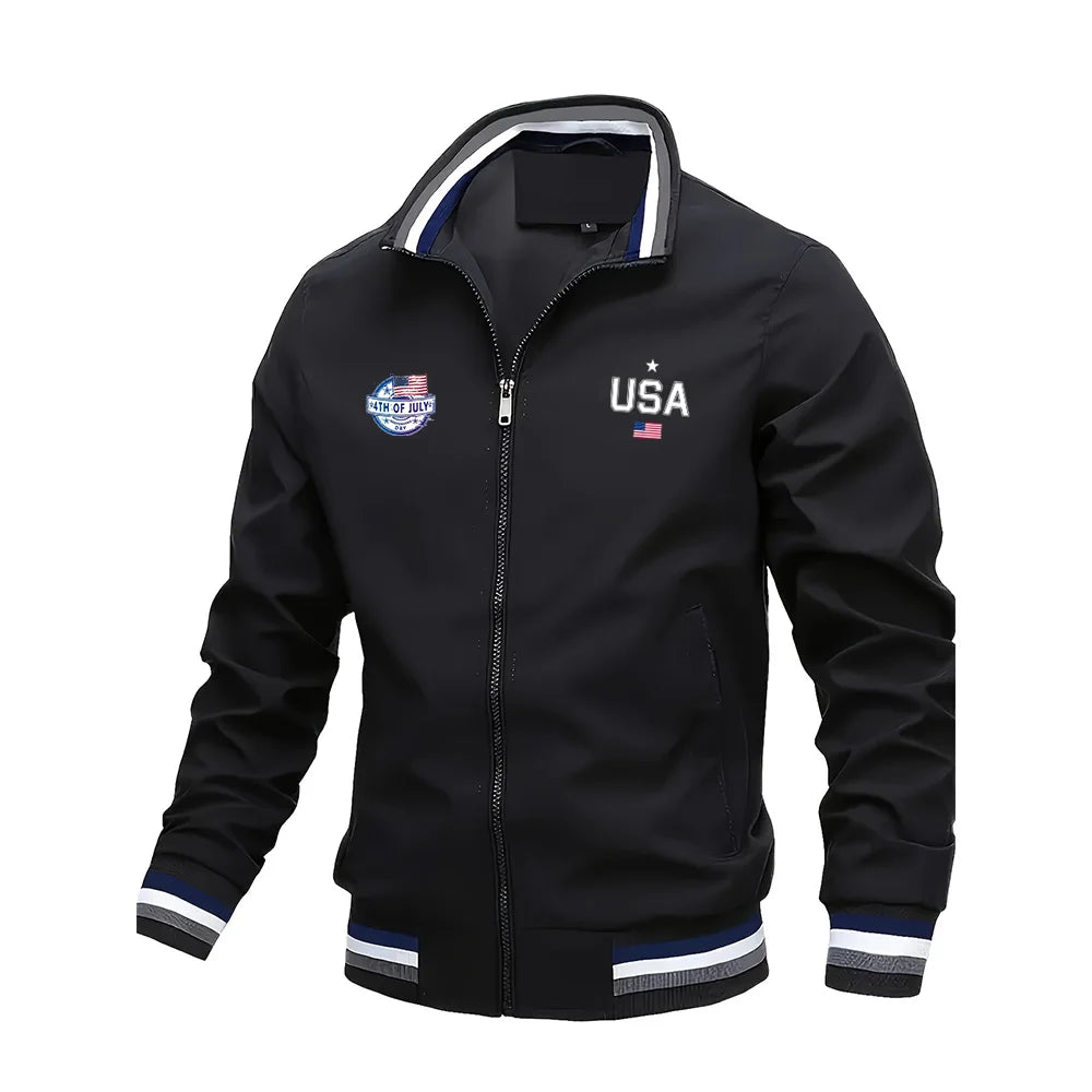 Men's Jackets High quality Fashion Casual USA Letter Graphic Print Outdoor Coat Tops Baseball Bomber Varsity Jacket Men Oversize USA🇺🇸