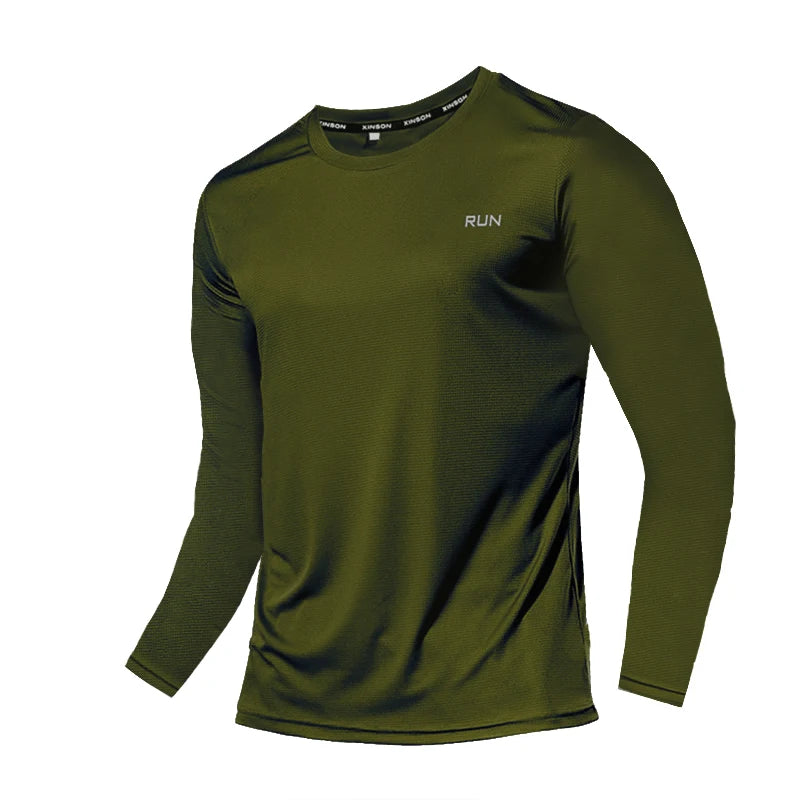 Quick Dry Clothes Men's Long Sleeve T-Shirt Breathable Sweat Absorption Fast Dry T Running Sports Top Outdoor Climbing Clothing