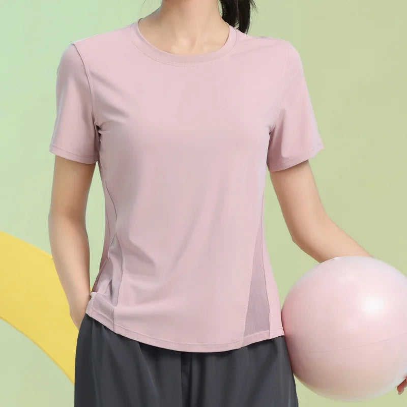 PHIGEER Women Loose Yoga Tops Summer Lightweight Quick Dry Short Sleeve Workout Tee Breathable Sports Shirt Gym Wear Sportswear