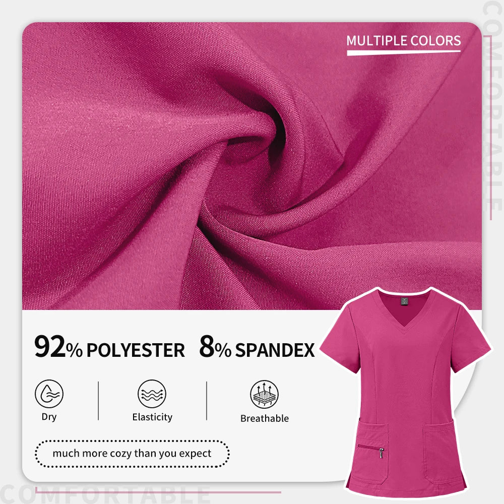Scrubs Uniforms Short V Neck Sleeve Top Pants Sets Uniform Solid Color Workwear Medical Men Women Working Suit Nurse Accessories