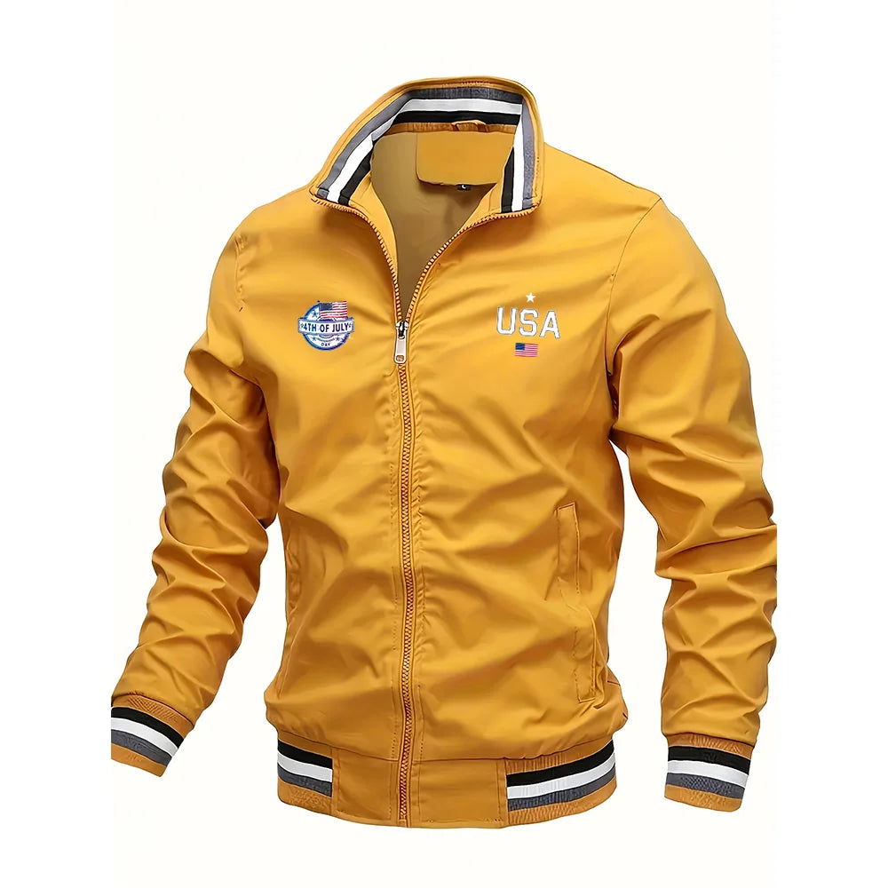 Men's Jackets High quality Fashion Casual USA Letter Graphic Print Outdoor Coat Tops Baseball Bomber Varsity Jacket Men Oversize USA🇺🇸