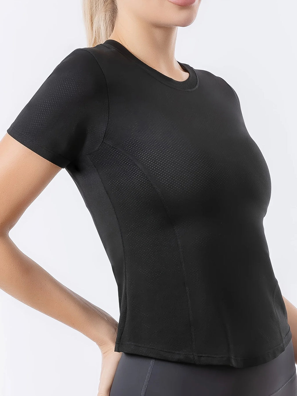 Yoga wear women spring/summer nude mesh breathable quick drying clothes running fitness short sleeve T-shirt sports wear yoga to