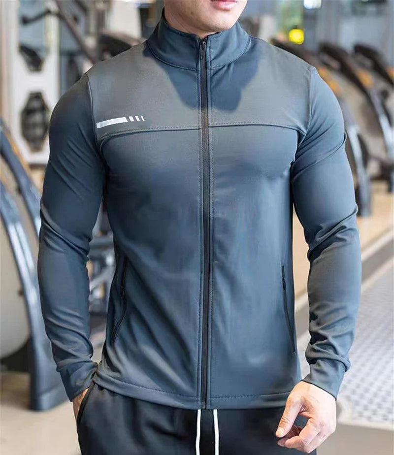 Mens Gym Fitness Tops High Quality Running Sports Jacket Outdoor Workout Training Sweatshirt zipper Jacket cardigan men coat