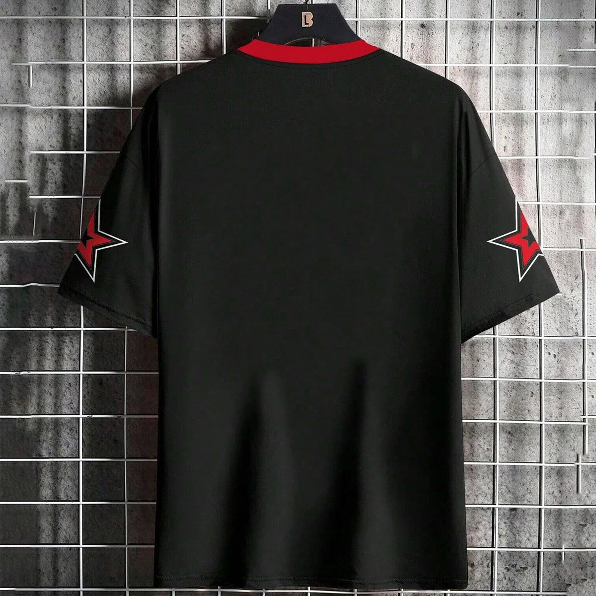 Camiseta de manga corta con cuello redondo y estampado de números y letras para hombre,ropa para
