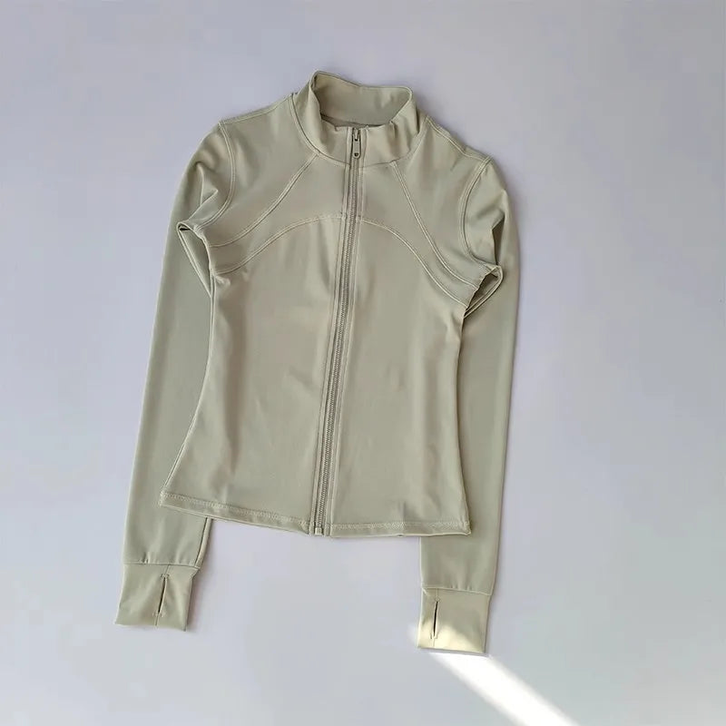 Women's High-End Yoga Fitness Jacket Autumn Stand Collar Long Sleeve Windproof Sports Running Training Top
