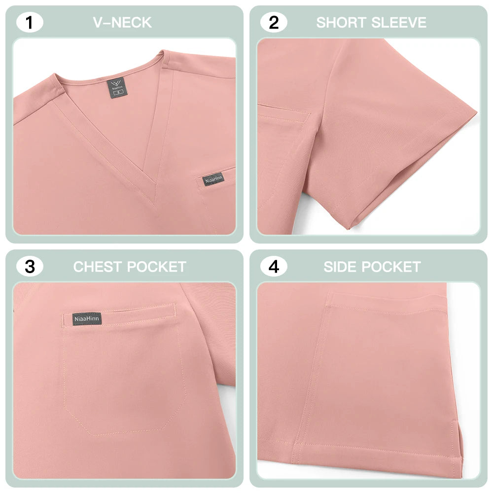 Unisex Hospital Doctor Workwear Medical Dentist Uniform Men Women Scrub Set Clinical Nursing Clothes Beauty Spa Costume Top Pant