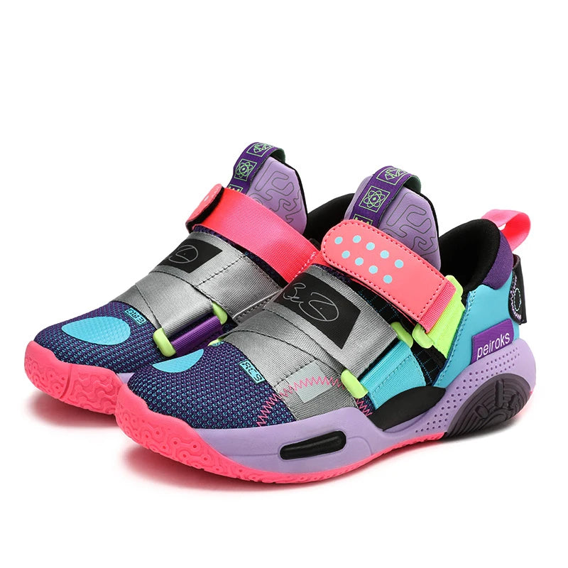 Children Girls Basketball Shoes Cushioned Shock Absorption Comfy Athletic Sports Running Outdoor Non-slip Walking For Kids Boys