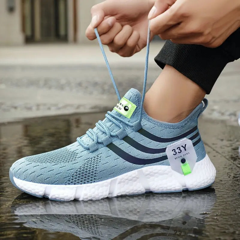 Zapatillas deportivas informales para hombre, transpirables, ligeras, de malla negra, para correr al aire libre, atléticas, para jogging, tenis, para caminar
