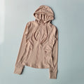 Women's Hooded Zip-Up Yoga Jacket - Windproof Long Sleeve Workout Top, Slim Fit Running Coat for Fall/Winter
