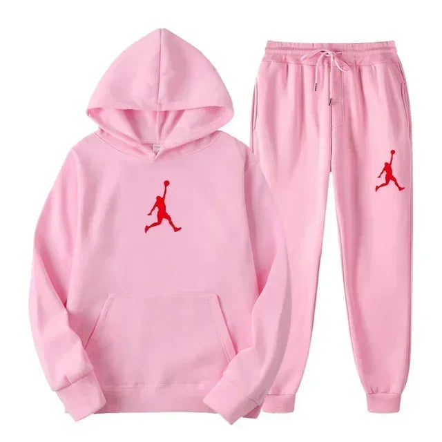 Jordan 2025 Spring/Autumn/Winter Trendy Men Women Hooded Sweatshirt+Pants Two-piece Set Outdoor Basketball Loose Warm Sportswear