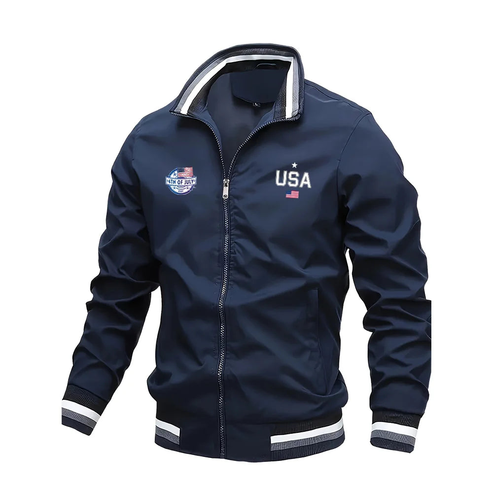 Men's Jackets High quality Fashion Casual USA Letter Graphic Print Outdoor Coat Tops Baseball Bomber Varsity Jacket Men Oversize USA🇺🇸
