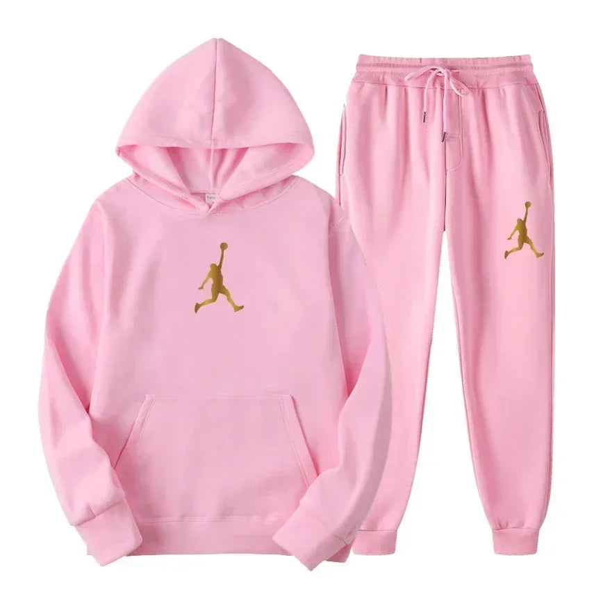 Jordan 2025 Spring/Autumn/Winter Trendy Men Women Hooded Sweatshirt+Pants Two-piece Set Outdoor Basketball Loose Warm Sportswear