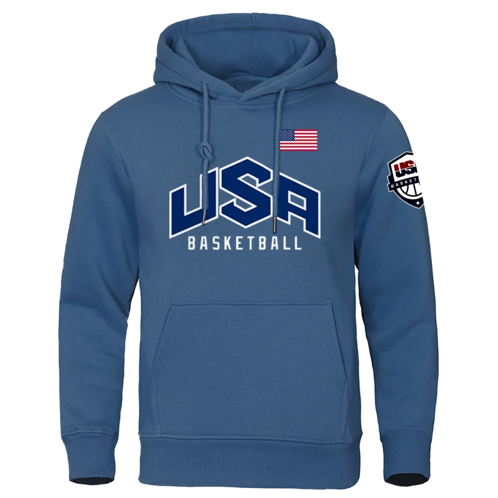 U S A Basketball Sports Clothing Men Loose Oversize Hoodie Casual Fashion Hoody Fleece Breathable Long Sleeves Pullover Male