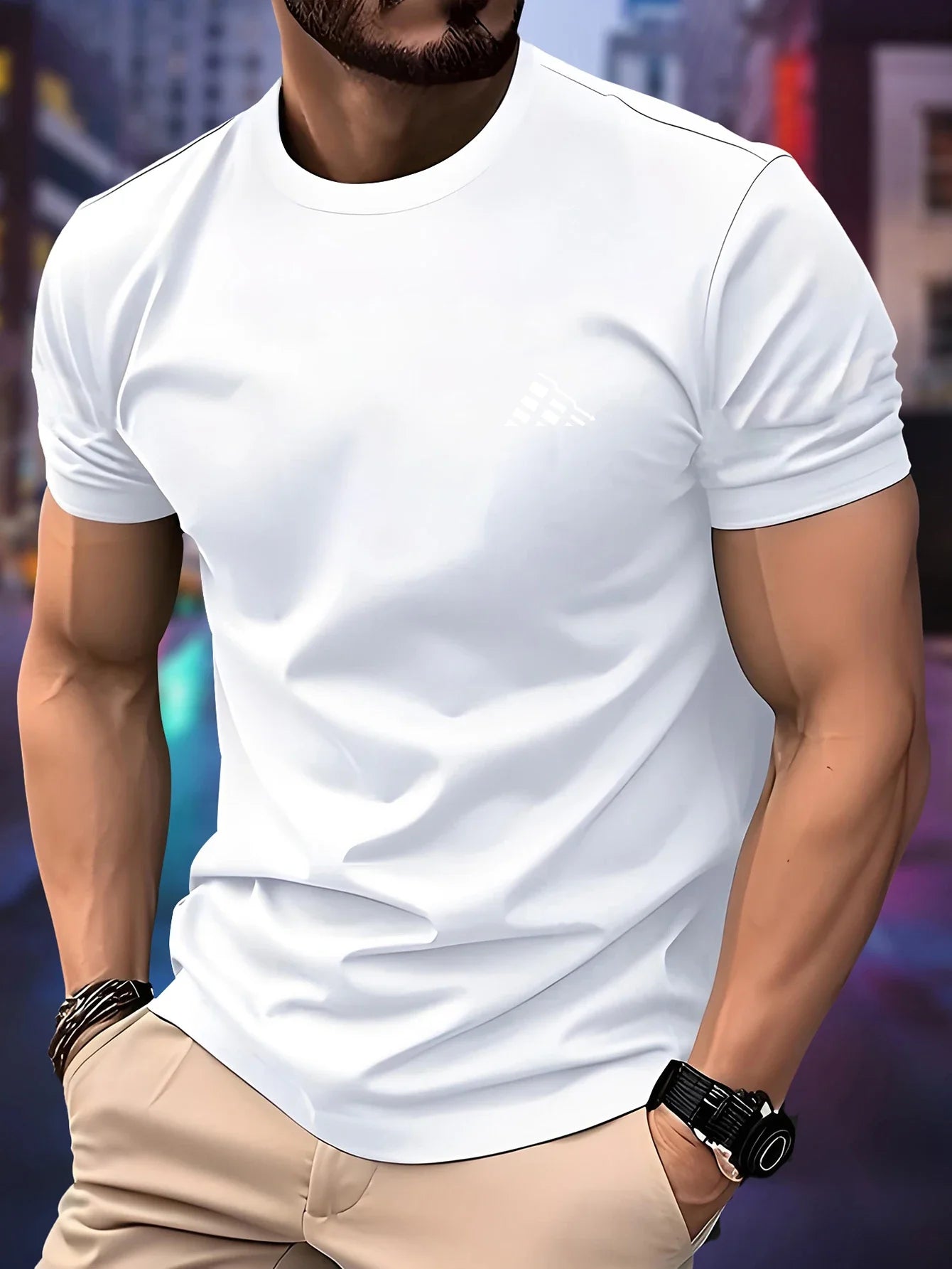 New Men‘s Running T-shirt Spring / Summer Thin Top Trend curve printing Quick Dry Short Sleeve Breathable Fitness Sports T-shirt