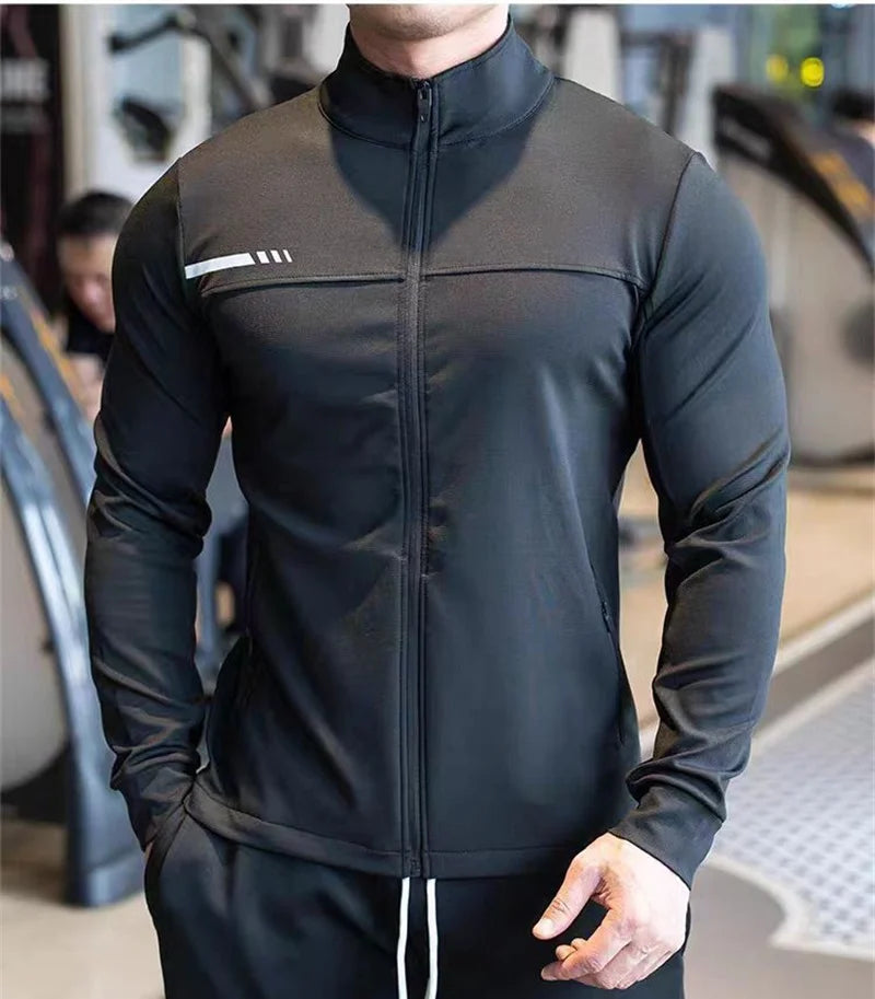 Mens Gym Fitness Tops High Quality Running Sports Jacket Outdoor Workout Training Sweatshirt zipper Jacket cardigan men coat