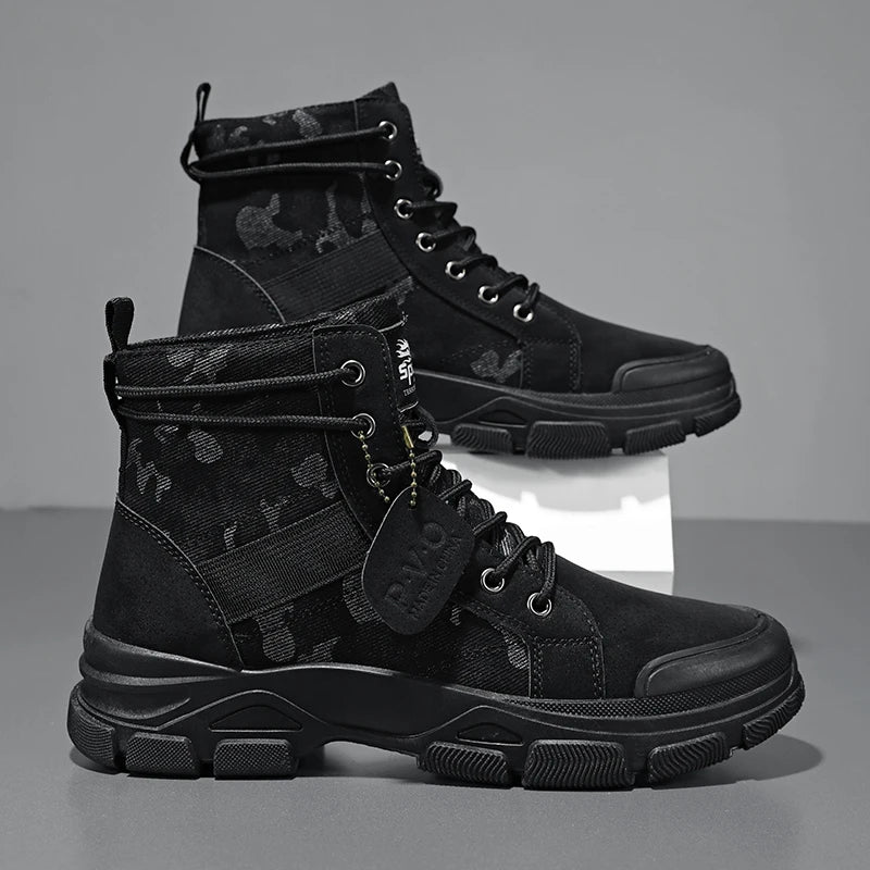 Military Boots for Men Autumn High Top Camouflage Desert Casual Flats Mens Boot Breathable Non Slip Work Shoes Zapatillas Hombre