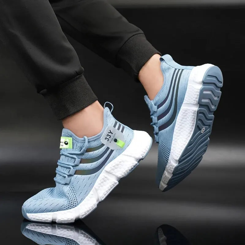 Zapatillas deportivas informales para hombre, transpirables, ligeras, de malla negra, para correr al aire libre, atléticas, para jogging, tenis, para caminar