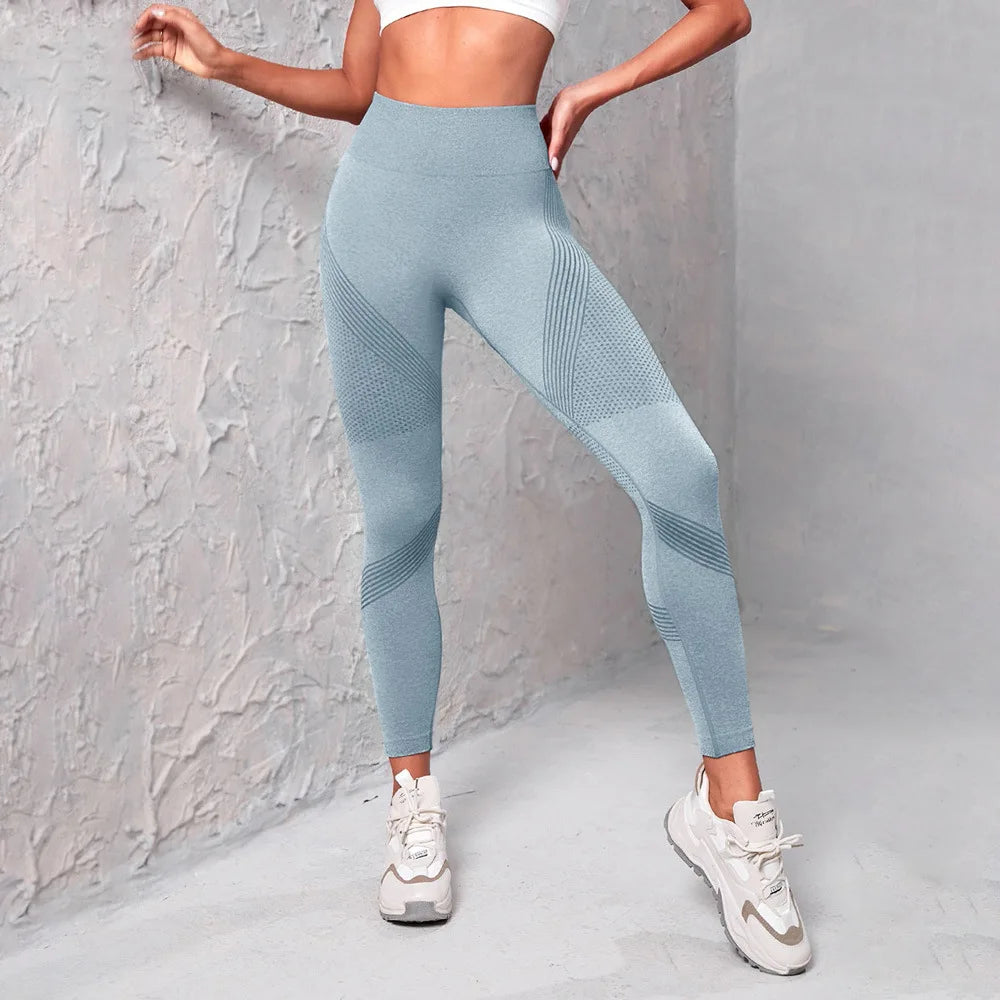 Knitted yoga wear, seamless hip-lifting sports pants, women's peach-buttock fitness pants, tight sports yoga breathable