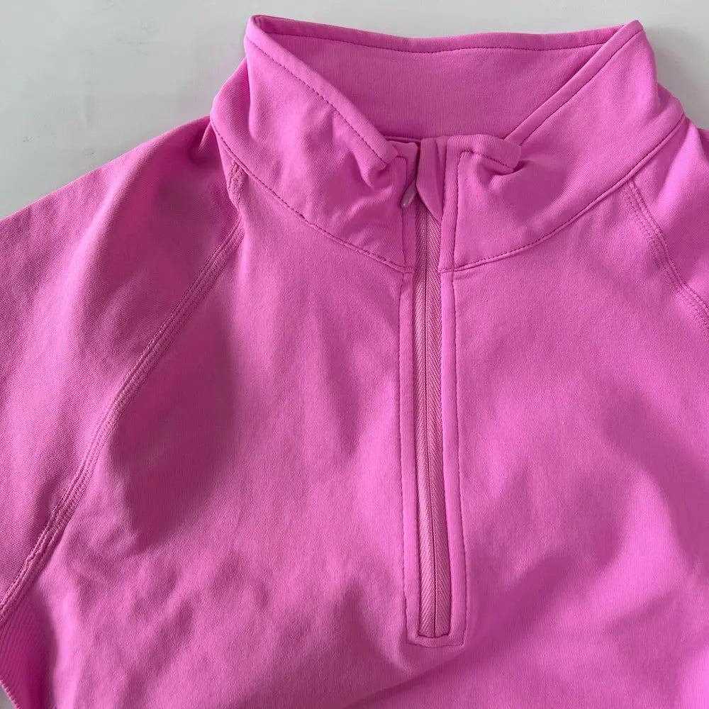 No Logo Yoga Jacket With Half Zip Shirt Women Long Sleeve Sport Tops Seamless Running Workout Coat Fitness Clothing Activewear