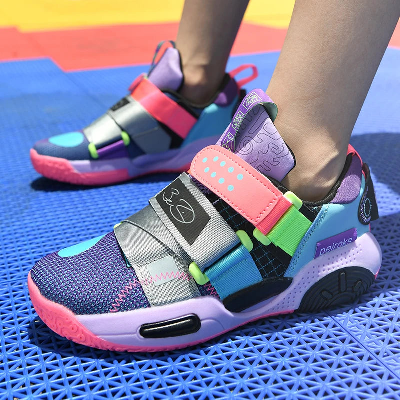 Children Girls Basketball Shoes Cushioned Shock Absorption Comfy Athletic Sports Running Outdoor Non-slip Walking For Kids Boys