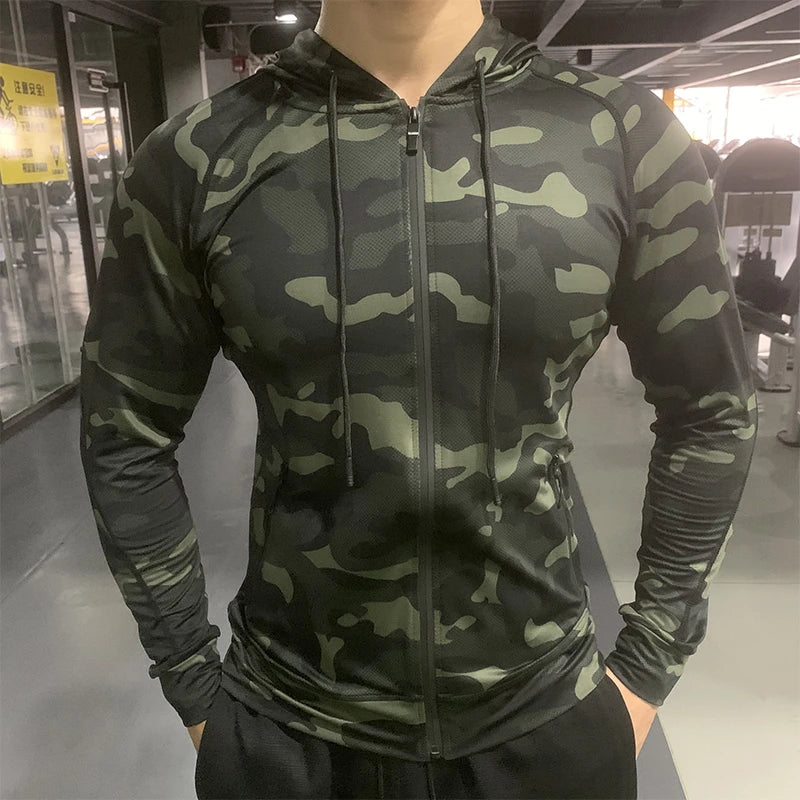 Men Outdoor Sports Jackets Hoodies Quick Dry Fit Long Sleeve Tops with Hood Male Running Sweatshirts 2023 Casual Jacket Hoodies