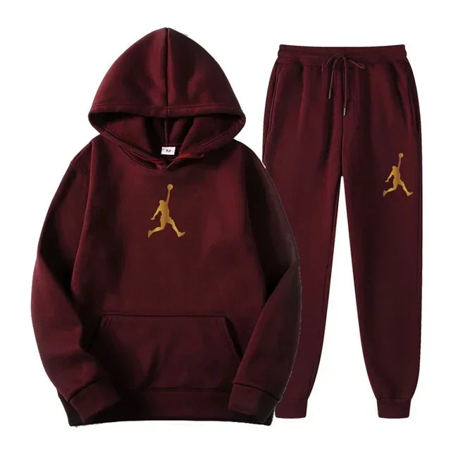 Jordan 2025 Spring/Autumn/Winter Trendy Men Women Hooded Sweatshirt+Pants Two-piece Set Outdoor Basketball Loose Warm Sportswear
