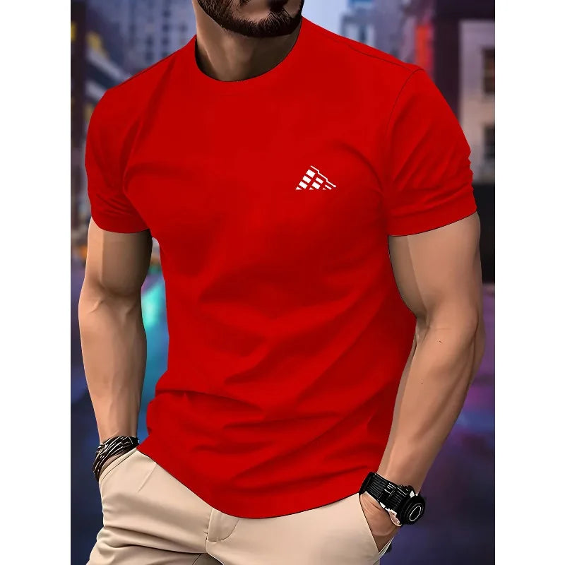 New Men‘s Running T-shirt Spring / Summer Thin Top Trend curve printing Quick Dry Short Sleeve Breathable Fitness Sports T-shirt