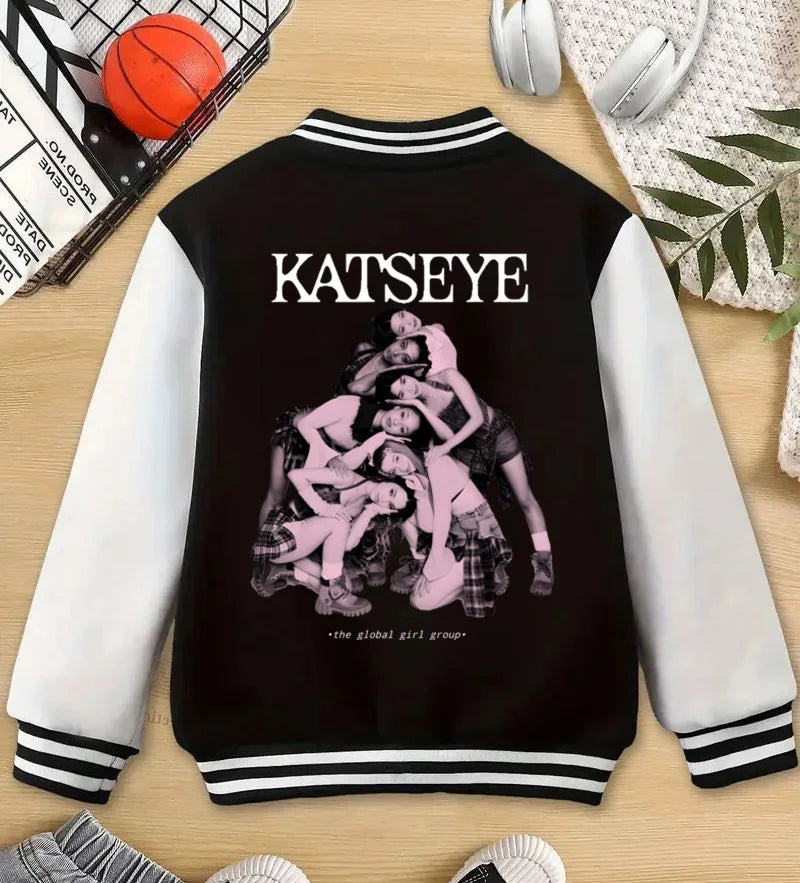 Girl Group Katseye Baseball Uniform Jacket 2026 New Katseye Kpop Baseball Jackets Coat Children's Clothing Autumn Kids Clothes