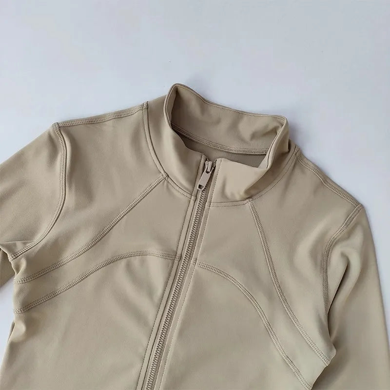 Women's High-End Yoga Fitness Jacket Autumn Stand Collar Long Sleeve Windproof Sports Running Training Top